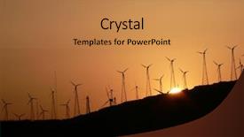  Presentation with wind turbines - Audience pleasing theme consisting of old weathered buck-board wagon on the farm backdrop and a gray colored foreground