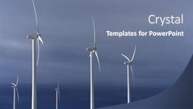  Presentation with renewable energy - Slides enhanced with group of windmills for renewable electric energy production background and a seafoam green colored foreground