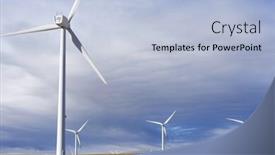  Presentation with renewable energy - Cool new theme with group of windmills for renewable electric energy production backdrop and a light blue colored foreground
