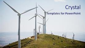 Presentation with energy generation - Cool new presentation theme with group of windmills for renewable backdrop and a sky blue colored foreground