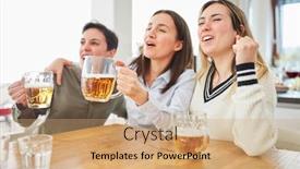  Presentation with beer women - Amazing presentation design having group-of-women-drinking-beer backdrop and a coral colored foreground