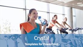  Presentation with exercise bike - Theme having group of women with water background and a teal colored foreground