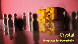  Presentation with number - PPT theme enhanced with group-of-wood-figurine background and a tawny brown colored foreground