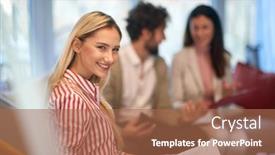  Presentation with consulting - Theme with group-of-work-colleagues-consulting background and a coral colored foreground