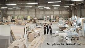  Presentation with factory workers - Presentation theme featuring group-of-workers-of-contemporary background and a light gray colored foreground