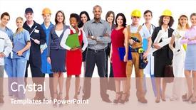  Presentation with cartoon black white people - Beautiful slides featuring group of workers people isolated backdrop and a  colored foreground
