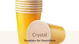  Presentation with paper cups - Audience pleasing presentation theme consisting of group of yellow disposable paper cups isolated on white backdrop and a yellow colored foreground