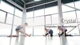  Presentation with females - Amazing theme having group-of-young-active-females backdrop and a white colored foreground