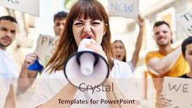  Presentation with group - Slide set featuring group-of-young-activists-protesting background and a lemonade colored foreground