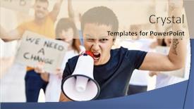  Presentation with group - Slides with group-of-young-activists-protesting background and a lemonade colored foreground