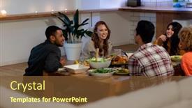  Presentation with ethnic group - Slide deck with group-of-young-adult-multi background and a tawny brown colored foreground