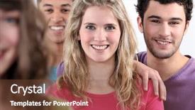  Presentation with group - Slides with group of young adults background and a tawny brown colored foreground