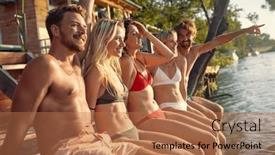  Presentation with togetherness - Slide set enhanced with group-of-young-adults background and a coral colored foreground