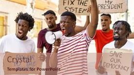  Presentation with african american - Slide set having group-of-young-african-american background and a coral colored foreground