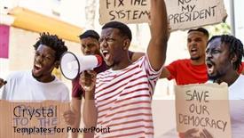  Presentation with african - Presentation theme with group-of-young-african-american background and a coral colored foreground
