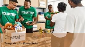  Presentation with african charity - Slide deck consisting of group-of-young-african-american background and a coral colored foreground