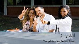  Presentation with college students - PPT layouts featuring group of young african college background and a  colored foreground