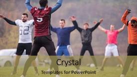  Presentation with american football - Beautiful PPT theme featuring group of young american football backdrop and a yellow colored foreground