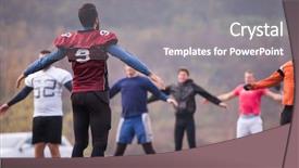  Presentation with grunge american football field - Slides with group of young american football background and a gray colored foreground