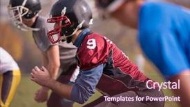  Presentation with american football - Colorful theme enhanced with group of young american football backdrop and a tawny brown colored foreground