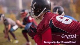  Presentation with american football - Colorful PPT theme enhanced with group of young american football backdrop and a wine colored foreground