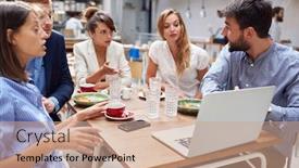  Presentation with creative - Colorful theme enhanced with group-of-young-and-creative backdrop and a coral colored foreground