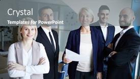  Presentation with professionals - Slides enhanced with group-of-young-and-mature background and a gray colored foreground