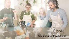 Presentation with food preparation - Amazing presentation theme having group-of-young-and-mature backdrop and a coral colored foreground