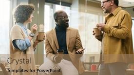  Presentation with intercultural - Presentation enhanced with group-of-young-and-mature background and a coral colored foreground