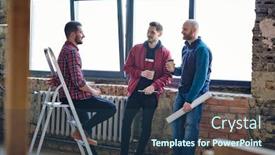  Presentation with new ideas - Presentation theme with group-of-young-architects background and a ocean colored foreground