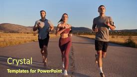  Presentation with collective - PPT layouts featuring group-of-young-athletes-running background and a tawny brown colored foreground