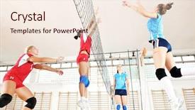  Presentation with volleyball - Presentation theme with group of young beautiful girl background and a cream colored foreground