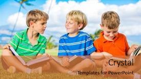  Presentation with school kids reading books - Beautiful PPT layouts featuring boletus mushrooms on moss backdrop and a tawny brown colored foreground