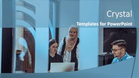  Presentation with strategies - PPT layouts enhanced with group-of-young-business-entrepreneurs and a teal colored foreground