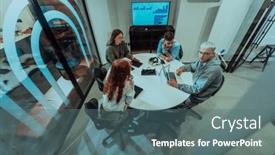  Presentation with strategies - Presentation design enhanced with group-of-young-business-entrepreneurs and a ocean colored foreground