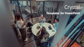  Presentation with strategies - PPT theme enhanced with group-of-young-business-entrepreneurs and a dark gray colored foreground