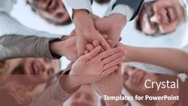  Presentation with group - PPT layouts with group-of-young-business-men background and a violet colored foreground