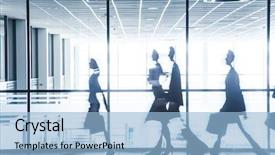  Presentation with young business people - Cool new presentation theme with group of young business people backdrop and a light blue colored foreground