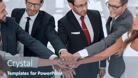  Presentation with people unity - Beautiful PPT theme featuring group-of-young-business-people backdrop and a ocean colored foreground