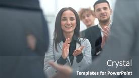  Presentation with young business people - Amazing slides having group-of-young-business-people backdrop and a gray colored foreground