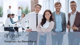  Presentation with young business people - PPT layouts with group-of-young-business-people background and a light blue colored foreground