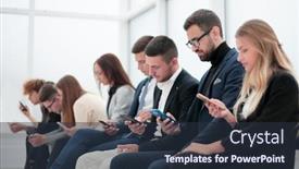  Presentation with smartphones - Theme having group-of-young-business-people background and a tawny brown colored foreground