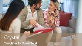  Presentation with big group people - Slides featuring group-of-young-business-people background and a coral colored foreground