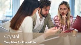  Presentation with data meeting - Cool new presentation theme with group-of-young-business-people backdrop and a coral colored foreground