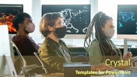  Presentation with coach - Audience pleasing theme consisting of group-of-young-business-people backdrop and a tawny brown colored foreground