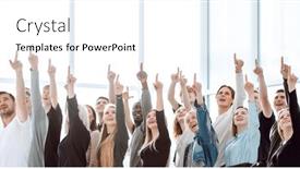  Presentation with young business people - Presentation theme enhanced with group-of-young-business-people background and a white colored foreground