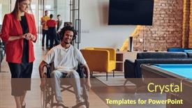  Presentation with young business people - Slide set enhanced with group-of-young-business-people and a coral colored foreground