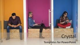  Presentation with young business people - Presentation consisting of group of young business people background and a coral colored foreground