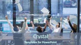  Presentation with young business people - Slides with looking happy while celebrating success background and a seafoam green colored foreground