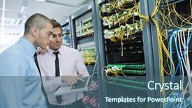  Presentation with tech support - Cool new theme with group of young business people backdrop and a ocean colored foreground